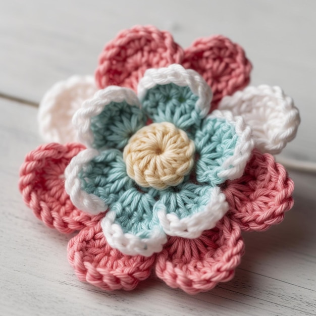 A crochet flower made with a crochet flower.