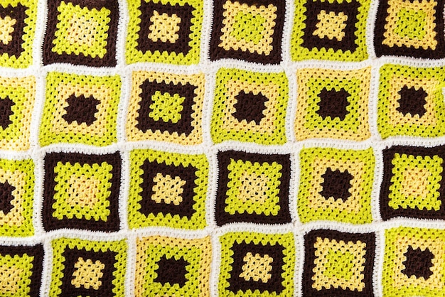 Crochet granny square background Knitting in the style of patchwork