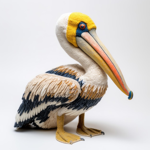 Crochet Pelican Taxidermy-geïnspireerde sculptuur met Ndebele-motieven