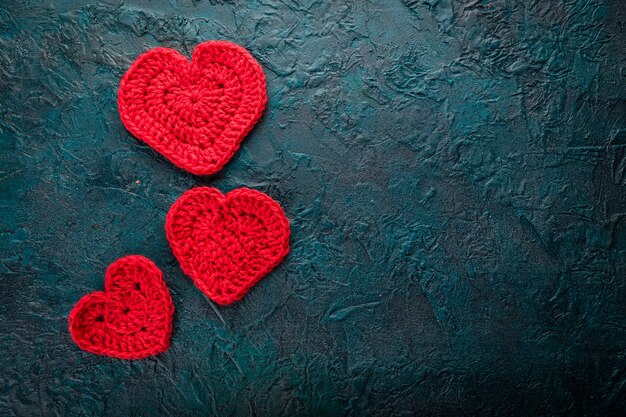 Crochet valentine hearts.