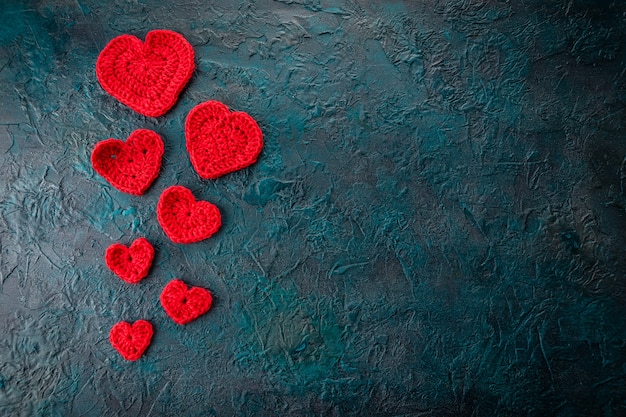 Crochet valentine hearts.