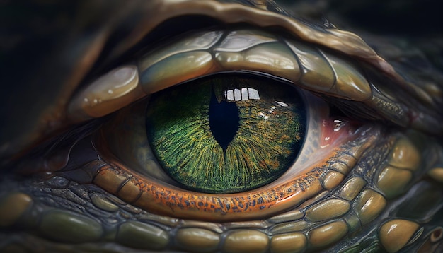 Foto occhio di coccodrillo da vicino una vista dettagliata dell'anatomia rettiliana