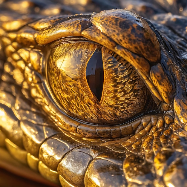 Crocodile eye in the style of macro photography