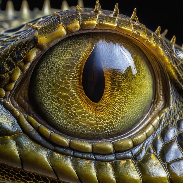 Photo crocodile eye in the style of macro photography