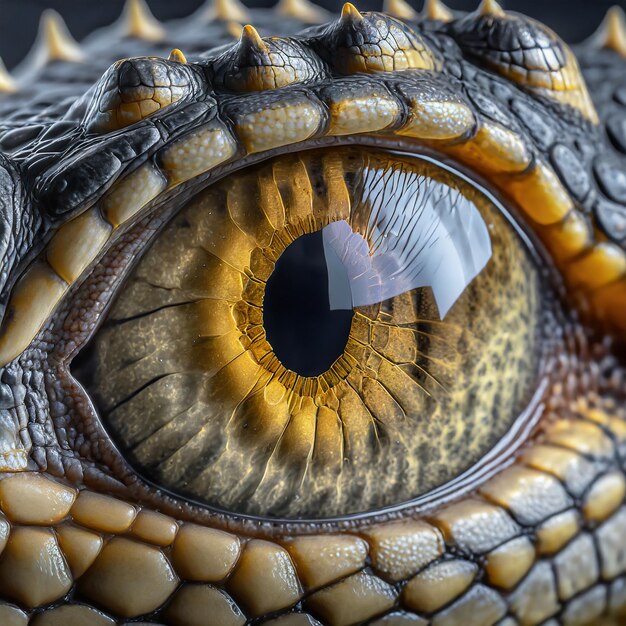 Photo crocodile eye in the style of macro photography