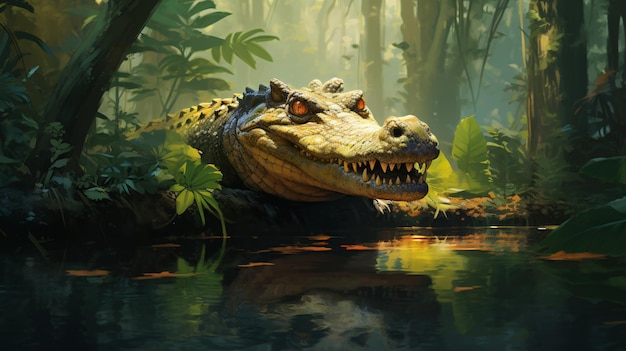 Photo crocodile in the forest