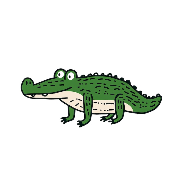 Crocodile Hand drawn vector illustration in cartoon style