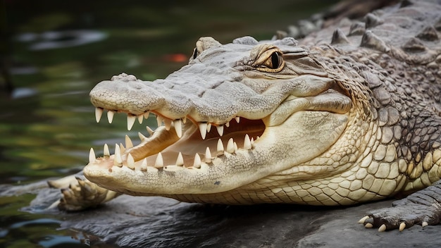 Crocodile head looking aggressively