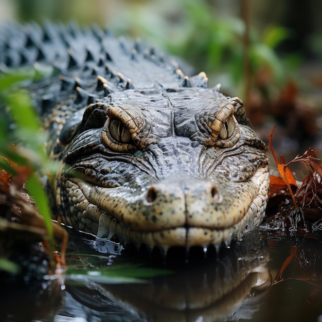 写真 自然の生息地にいるワニ 野生動物の写真 生成 ai