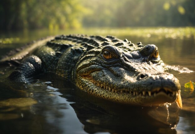 Crocodile Prowling About in A Swamp