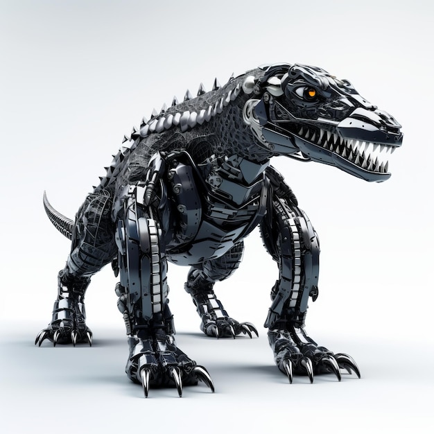 Crocodile Robot Pet Black Fur Cute Appearance 8k Hd Quality