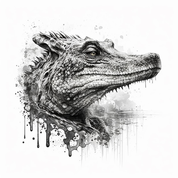 Crocodile sketch art illustration wallpaper image Ai generated art