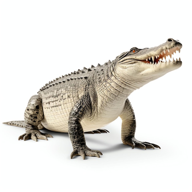 a crocodile studio light isolated on white background