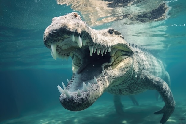 Крокодильные зубы под водой