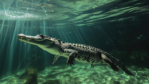 Подводный крокодил сгенерирован искусственным интеллектом