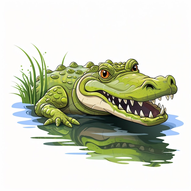 Photo crocodile in the water clipart isolated on white background