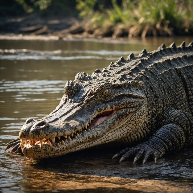 крокодил с открытым ртом и открытым ротом