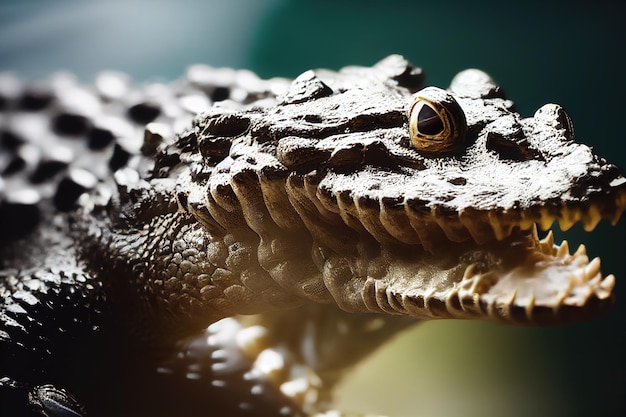 Crocodile with open mouth closeup of the head