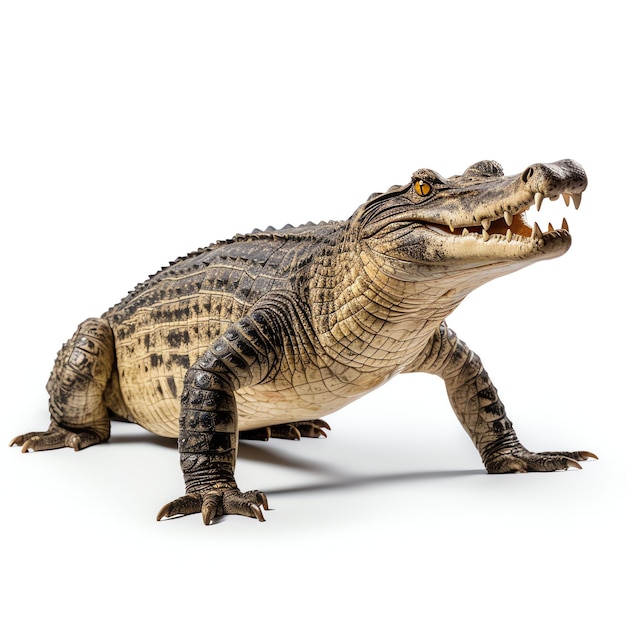 a crocodylus porosus studio light isolated on white background