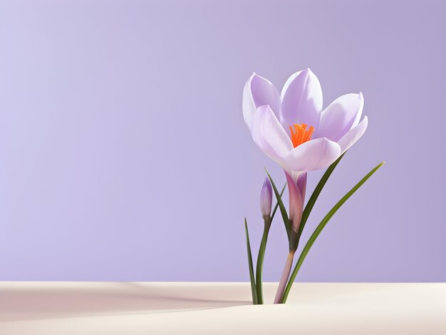Crocus flower in studio background single Crocus flower Beautiful flower ai generated image