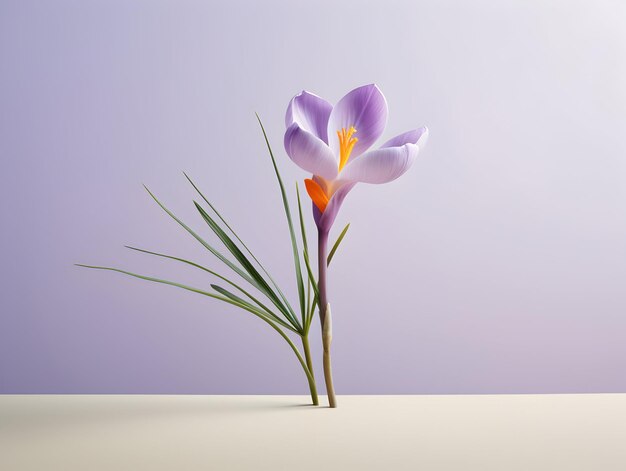 Crocus flower in studio background single Crocus flower Beautiful flower ai generated image