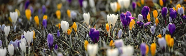 Crocus flowers at springtime