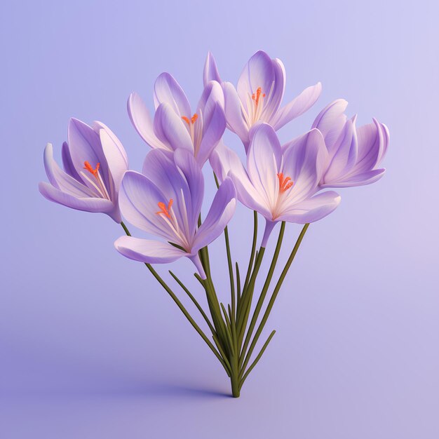 Crocus Sativus on Solid Background