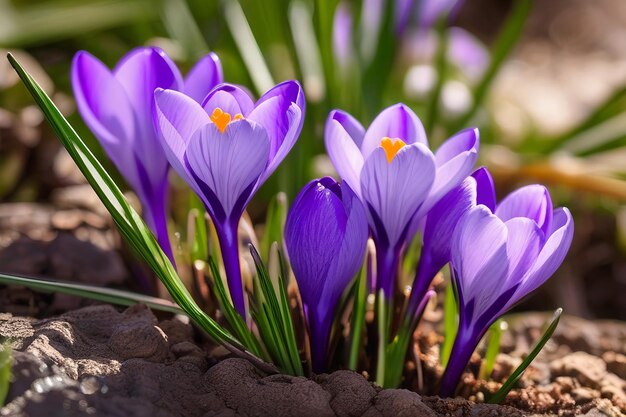 Photo crocus spring flowers