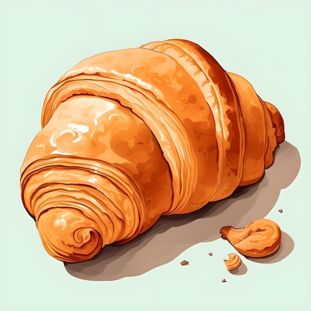 Croissant aquarel illustratie in minimalistische stijl