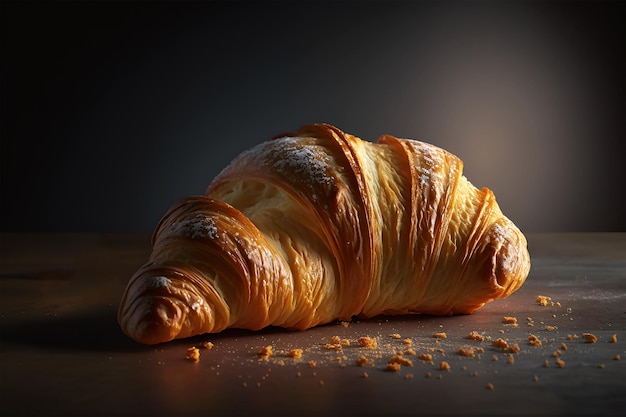 croissant on black background