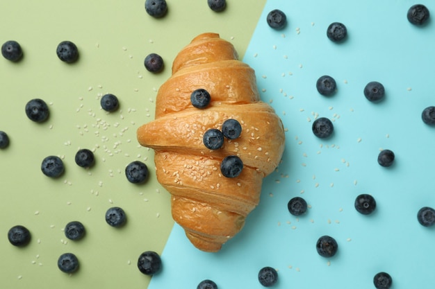 Croissant and blueberry on two tone