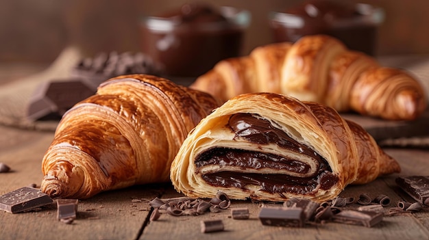 Croissant broodje met chocoladebotter Banner achtergrondontwerp