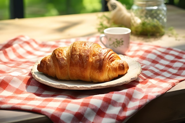 Croissant on a Country Table