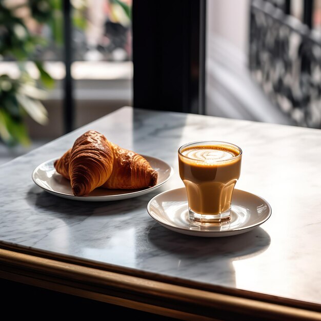 Croissant over a cup of coffee