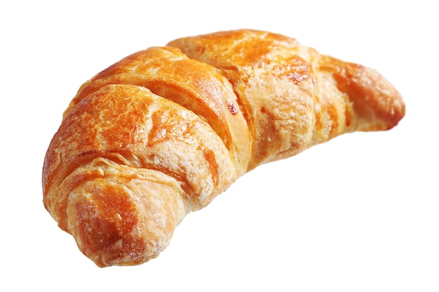 Croissant geïsoleerd op een witte achtergrond. Macro foto