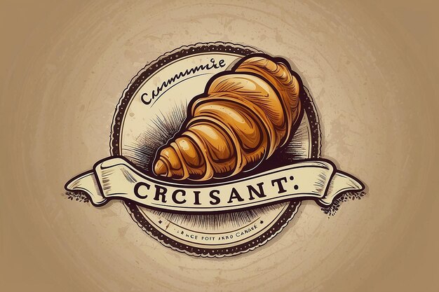 Photo croissant logo design vector templet