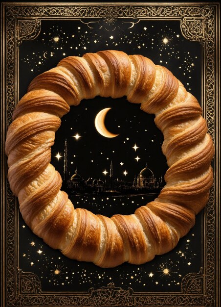 croissant lunaire islam sur fond noir