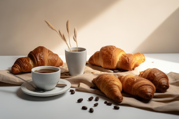 Croissant met koffie Illustratie AI GenerativexA