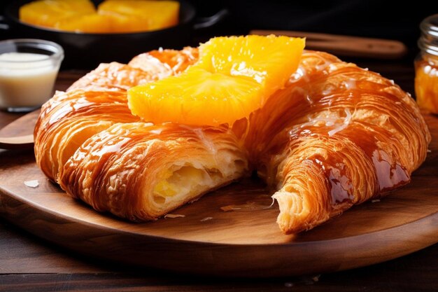 Croissant met stukjes ananas