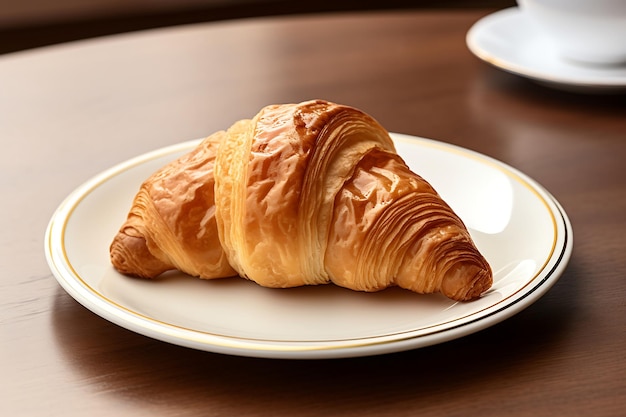 Croissant op een bord Verse croissant