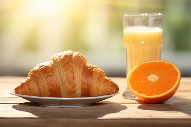 Croissant and Orange Juice Morning Sunshine