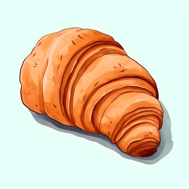 Croissant watercolor illustration in minimalist style