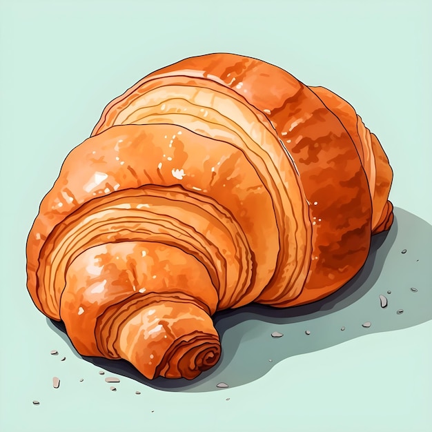 Croissant watercolor illustration in minimalist style