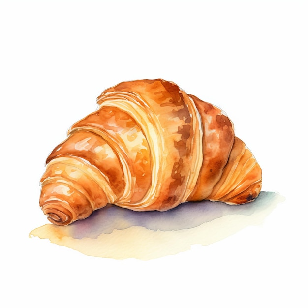 Croissant watercolor style Generative AI