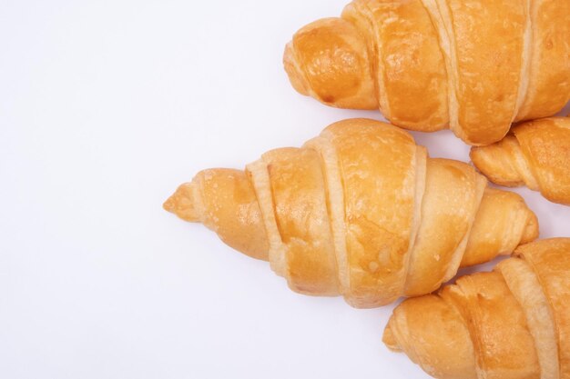 Croissant on a white background.French traditional bread.