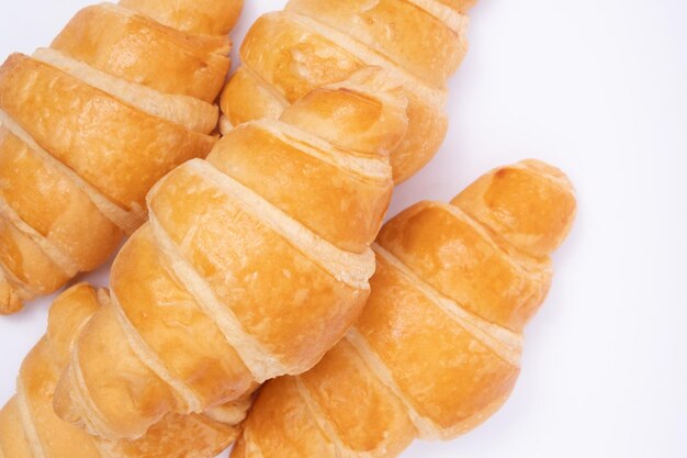 Croissant on a white background.French traditional bread.