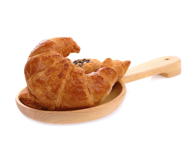 Croissant on white background.