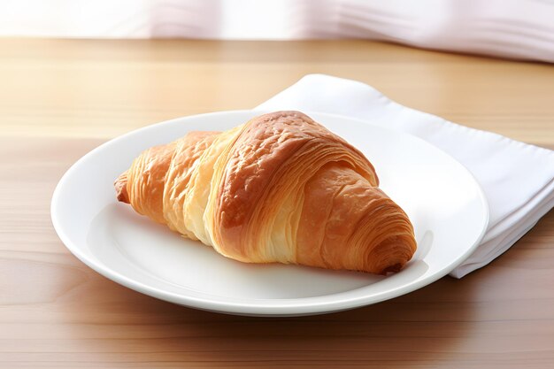 Croissant on a White Plate