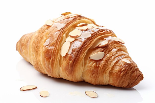 Croissant With Almond Paste On A White Background