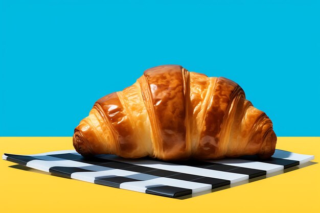 Photo a croissant with a croissant on it and a grid that says